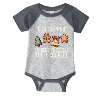 Christmas Tech Support Here To Delete Cookies Funny Infant Baby Jersey Bodysuit