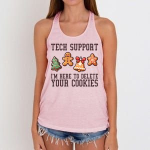 Christmas Tech Support Here To Delete Cookies Funny Women's Knotted Racerback Tank