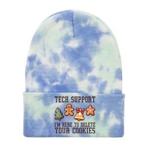 Christmas Tech Support Here To Delete Cookies Funny Tie Dye 12in Knit Beanie