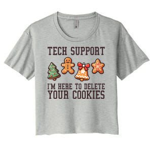 Christmas Tech Support Here To Delete Cookies Funny Women's Crop Top Tee