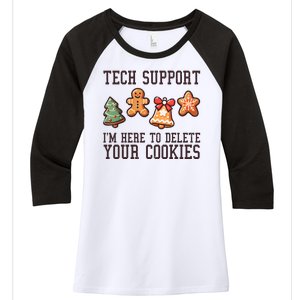 Christmas Tech Support Here To Delete Cookies Funny Women's Tri-Blend 3/4-Sleeve Raglan Shirt