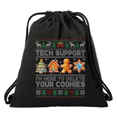 Christmas Tech Support Here To Delete Cookies Xmas Drawstring Bag