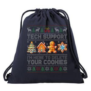 Christmas Tech Support Here To Delete Cookies Xmas Drawstring Bag