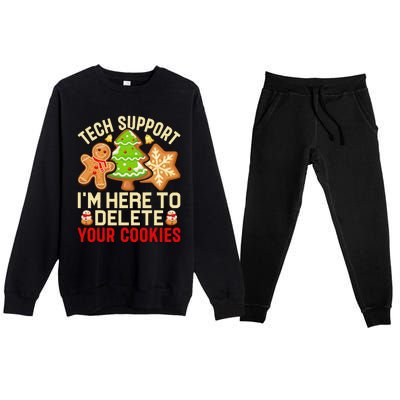 Christmas Tech Support Here To Delete Cookies Xmas Premium Crewneck Sweatsuit Set