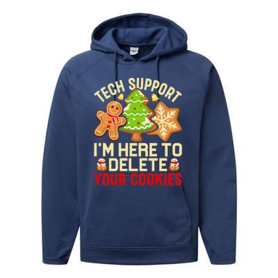 Christmas Tech Support Here To Delete Cookies Xmas Performance Fleece Hoodie