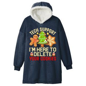 Christmas Tech Support Here To Delete Cookies Xmas Hooded Wearable Blanket