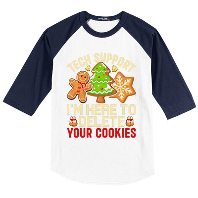 Christmas Tech Support Here To Delete Cookies Xmas Baseball Sleeve Shirt