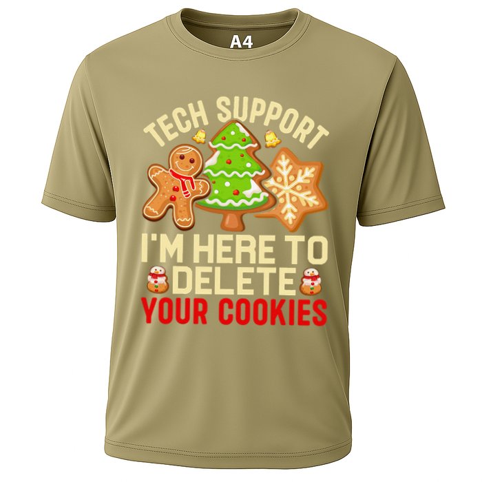 Christmas Tech Support Here To Delete Cookies Xmas Cooling Performance Crew T-Shirt