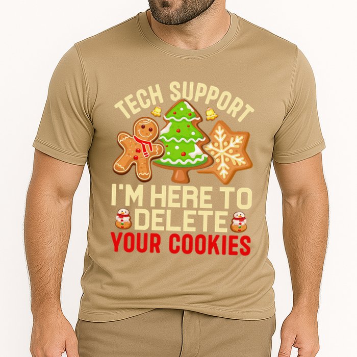 Christmas Tech Support Here To Delete Cookies Xmas Cooling Performance Crew T-Shirt