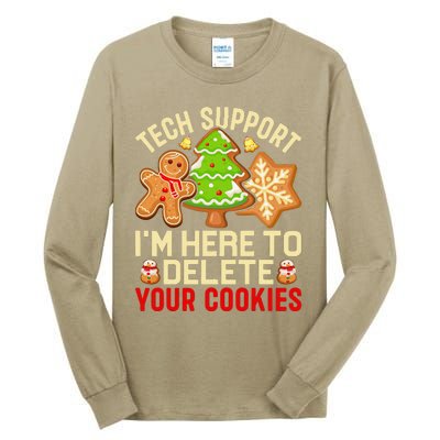 Christmas Tech Support Here To Delete Cookies Xmas Tall Long Sleeve T-Shirt