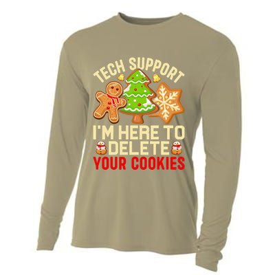 Christmas Tech Support Here To Delete Cookies Xmas Cooling Performance Long Sleeve Crew