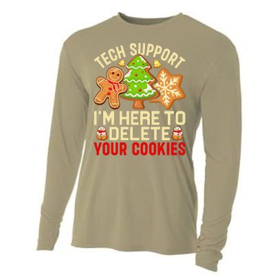 Christmas Tech Support Here To Delete Cookies Xmas Cooling Performance Long Sleeve Crew