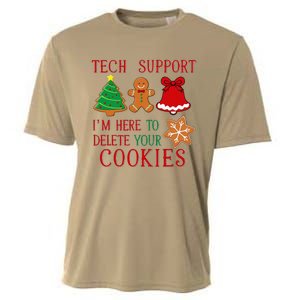 Christmas Techn Support Here To Delete Cookie Xmas Cooling Performance Crew T-Shirt