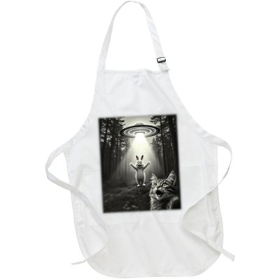  Cat Taking Selfie UFO Easter Bunny Full-Length Apron With Pockets