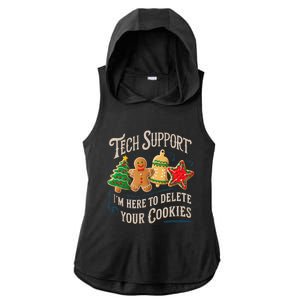 Christmas Tech Support Here To Delete Cookies It Ladies PosiCharge Tri-Blend Wicking Draft Hoodie Tank