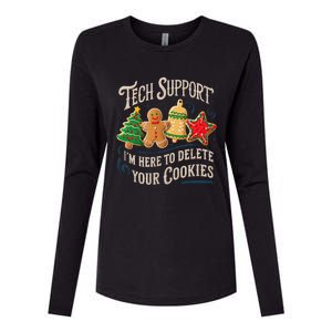 Christmas Tech Support Here To Delete Cookies It Womens Cotton Relaxed Long Sleeve T-Shirt