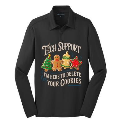 Christmas Tech Support Here To Delete Cookies It Silk Touch Performance Long Sleeve Polo