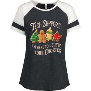 Christmas Tech Support Here To Delete Cookies It Enza Ladies Jersey Colorblock Tee