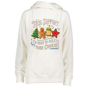 Christmas Tech Support Here To Delete Cookies It Womens Funnel Neck Pullover Hood