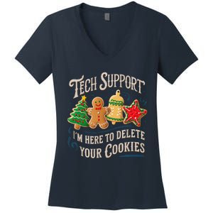 Christmas Tech Support Here To Delete Cookies It Women's V-Neck T-Shirt