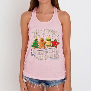 Christmas Tech Support Here To Delete Cookies It Women's Knotted Racerback Tank