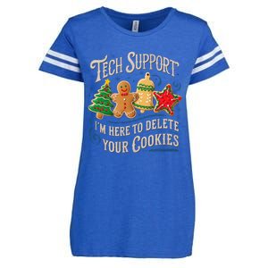 Christmas Tech Support Here To Delete Cookies It Enza Ladies Jersey Football T-Shirt