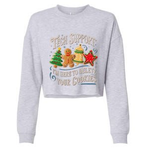 Christmas Tech Support Here To Delete Cookies It Cropped Pullover Crew