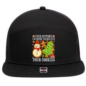 Christmas Tech Support Here To Delete Cookies Xmas 7 Panel Mesh Trucker Snapback Hat