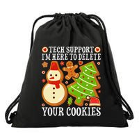 Christmas Tech Support Here To Delete Cookies Xmas Drawstring Bag