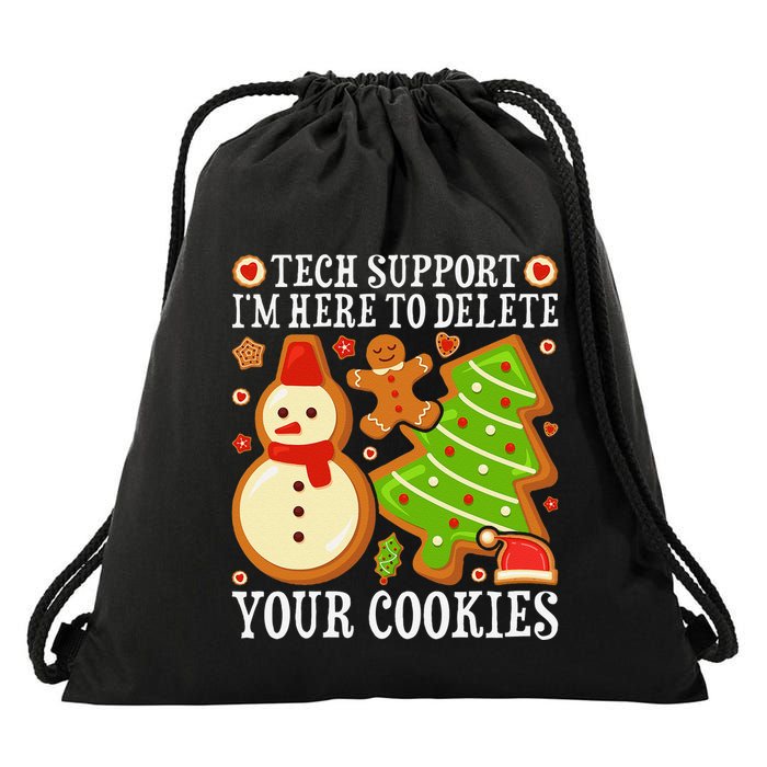 Christmas Tech Support Here To Delete Cookies Xmas Drawstring Bag