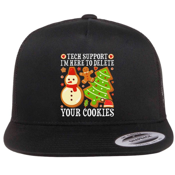 Christmas Tech Support Here To Delete Cookies Xmas Flat Bill Trucker Hat