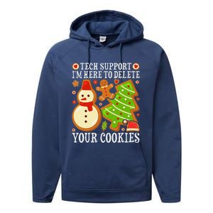 Christmas Tech Support Here To Delete Cookies Xmas Performance Fleece Hoodie