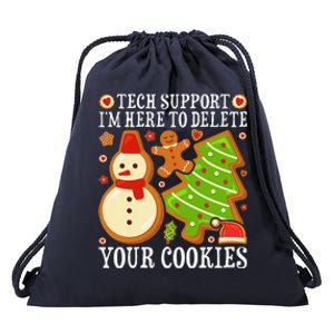 Christmas Tech Support Here To Delete Cookies Xmas Drawstring Bag