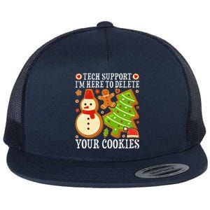 Christmas Tech Support Here To Delete Cookies Xmas Flat Bill Trucker Hat