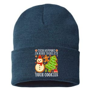 Christmas Tech Support Here To Delete Cookies Xmas Sustainable Knit Beanie