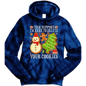 Christmas Tech Support Here To Delete Cookies Xmas Tie Dye Hoodie