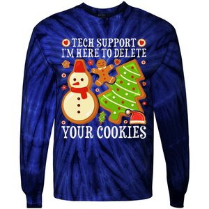 Christmas Tech Support Here To Delete Cookies Xmas Tie-Dye Long Sleeve Shirt