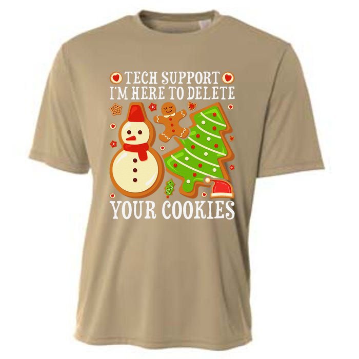 Christmas Tech Support Here To Delete Cookies Xmas Cooling Performance Crew T-Shirt