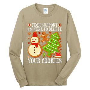 Christmas Tech Support Here To Delete Cookies Xmas Tall Long Sleeve T-Shirt