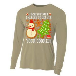 Christmas Tech Support Here To Delete Cookies Xmas Cooling Performance Long Sleeve Crew