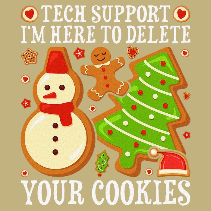 Christmas Tech Support Here To Delete Cookies Xmas Cooling Performance Long Sleeve Crew