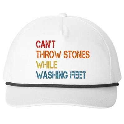 Can't Throw Stones While Washing Feet Vintage Funny Sayings Snapback Five-Panel Rope Hat