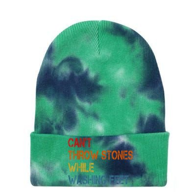 Can't Throw Stones While Washing Feet Vintage Funny Sayings Tie Dye 12in Knit Beanie