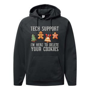 Christmas Tech Support Here To Delete Cookies Xmas Performance Fleece Hoodie