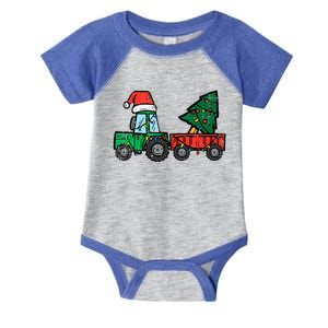 Christmas Tractor Santa Xmas Farm Truck  Infant Baby Jersey Bodysuit