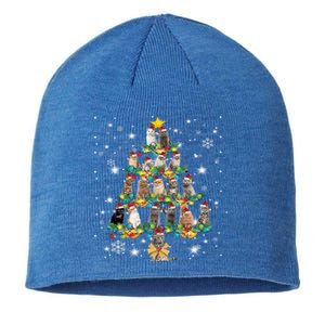 Cats Tree Santa Hat Lights Christmas Cat Lover For Girl Teen Cute Gift Sustainable Beanie