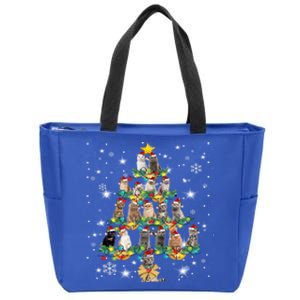 Cats Tree Santa Hat Lights Christmas Cat Lover For Girl Teen Cute Gift Zip Tote Bag