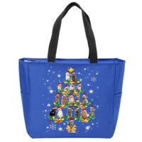 Cats Tree Santa Hat Lights Christmas Cat Lover For Girl Teen Cute Gift Zip Tote Bag