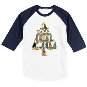 Cats Tree Santa Hat Lights Christmas Cat Lover For Girl Teen Cute Gift Baseball Sleeve Shirt