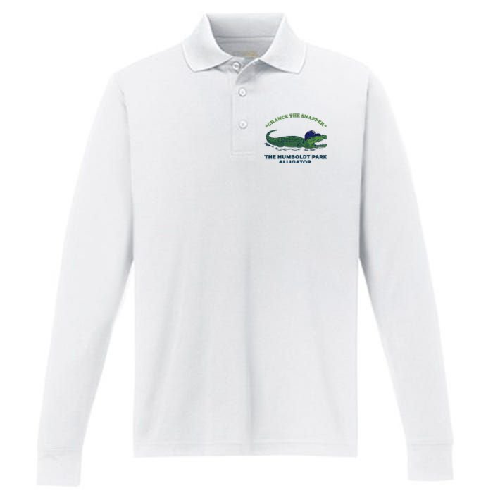 Chance The Snapper Chicago Gator Performance Long Sleeve Polo